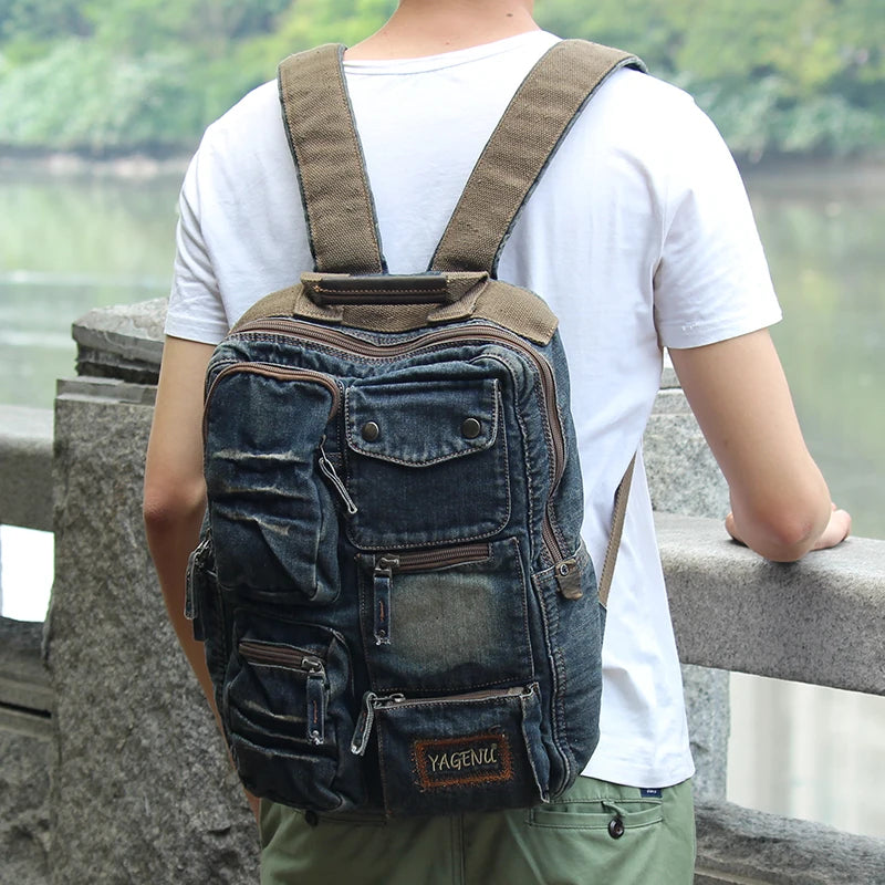 Unisex Fashion Denim 16 Inch Laptop Travel Backpack