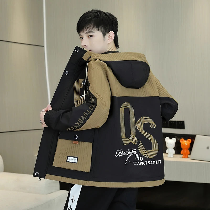 Men's Casual Hooded Windbreaker Cargo Jacket