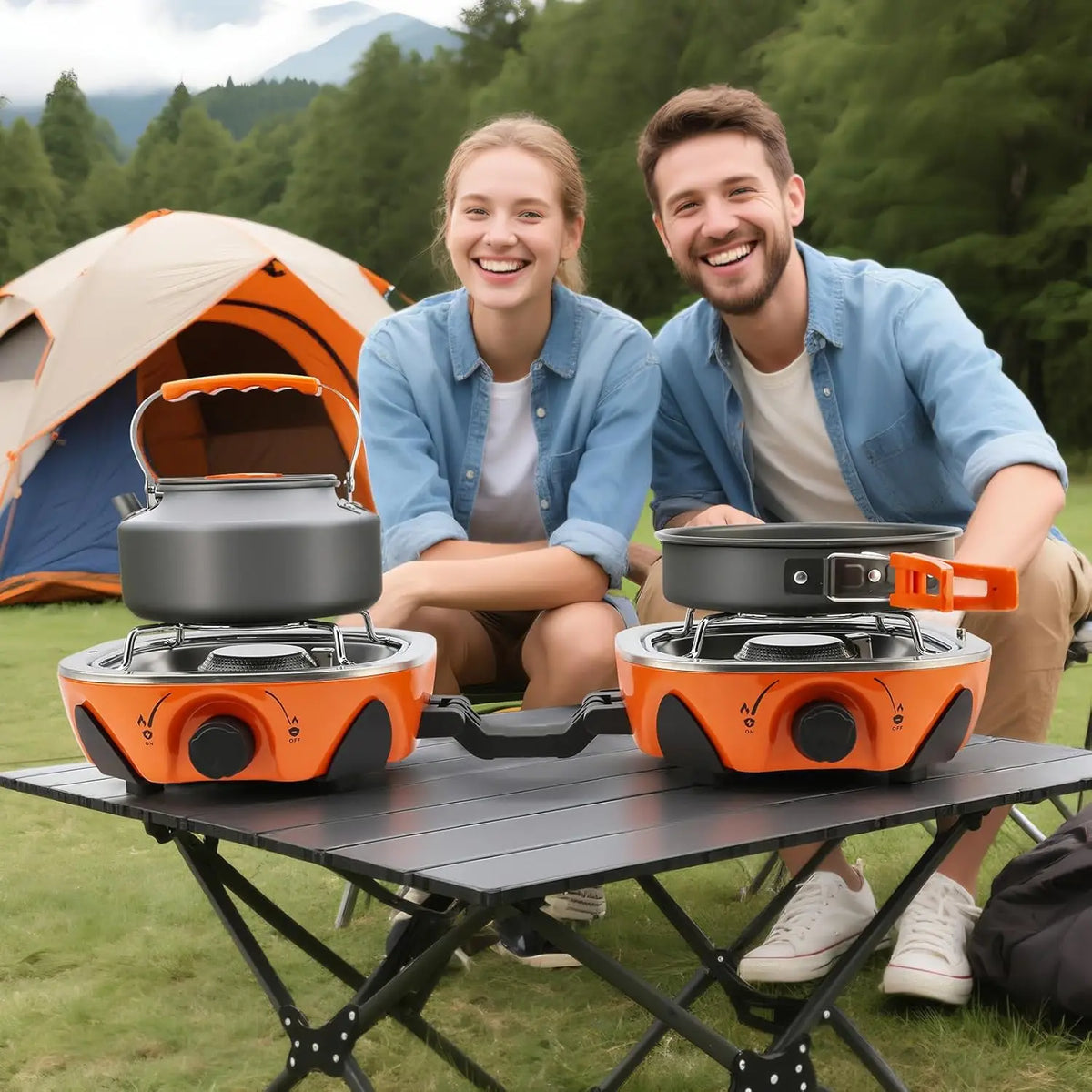 Propane Camping Stove and Portable 2 Burner Outdoor Gas Cooker