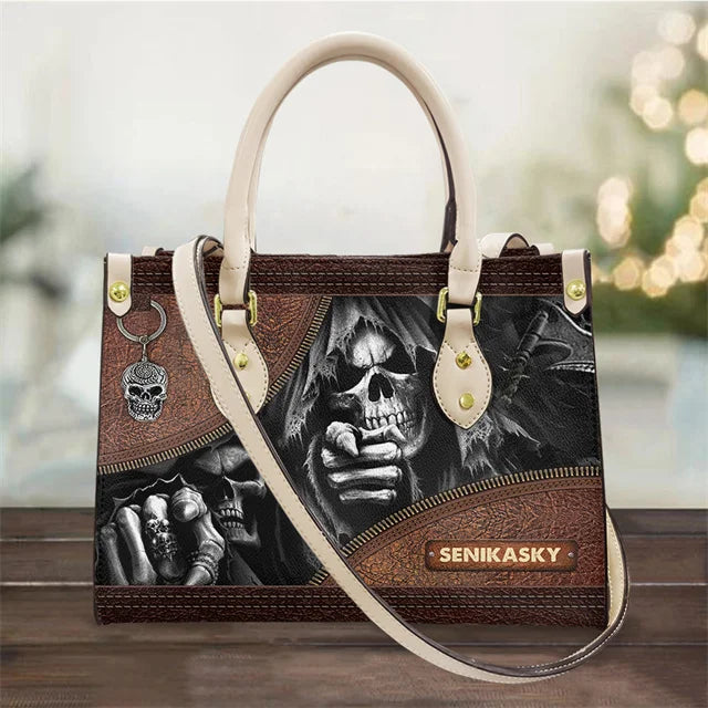 Women's Skull Pattern Faux Leather Shoulder Tote Bag