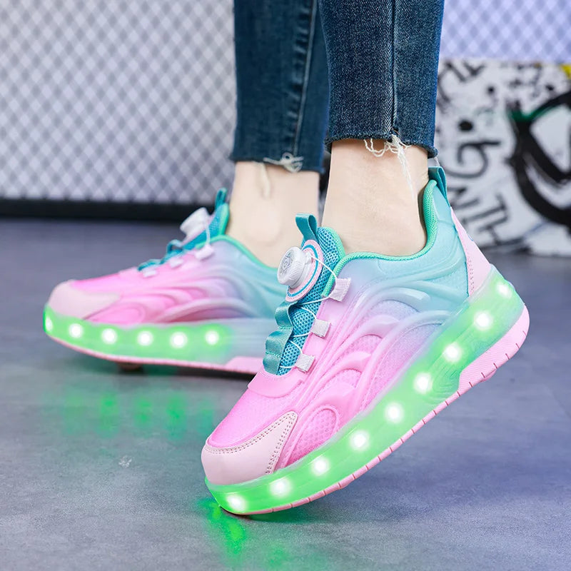 Kids' Two-Wheel USB Charging LED Light Roller Skate Sneakers