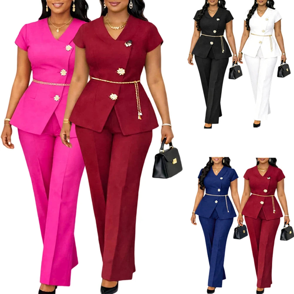 Women's Elegant Wide Leg Pant Suit