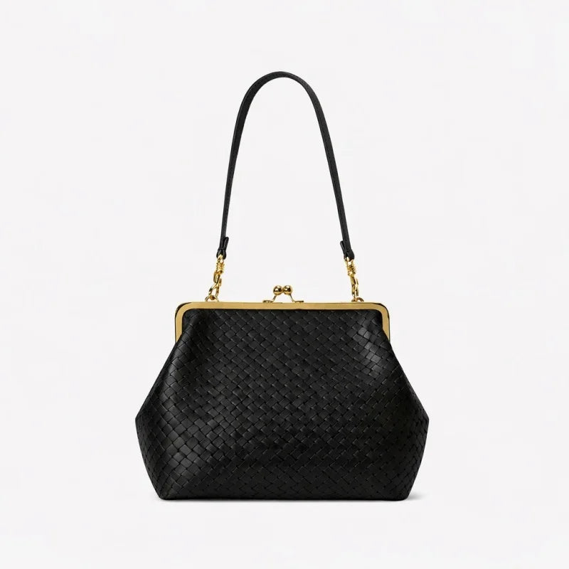Women's Retro Kiss Lock Frame Shoulder Clutch Bag