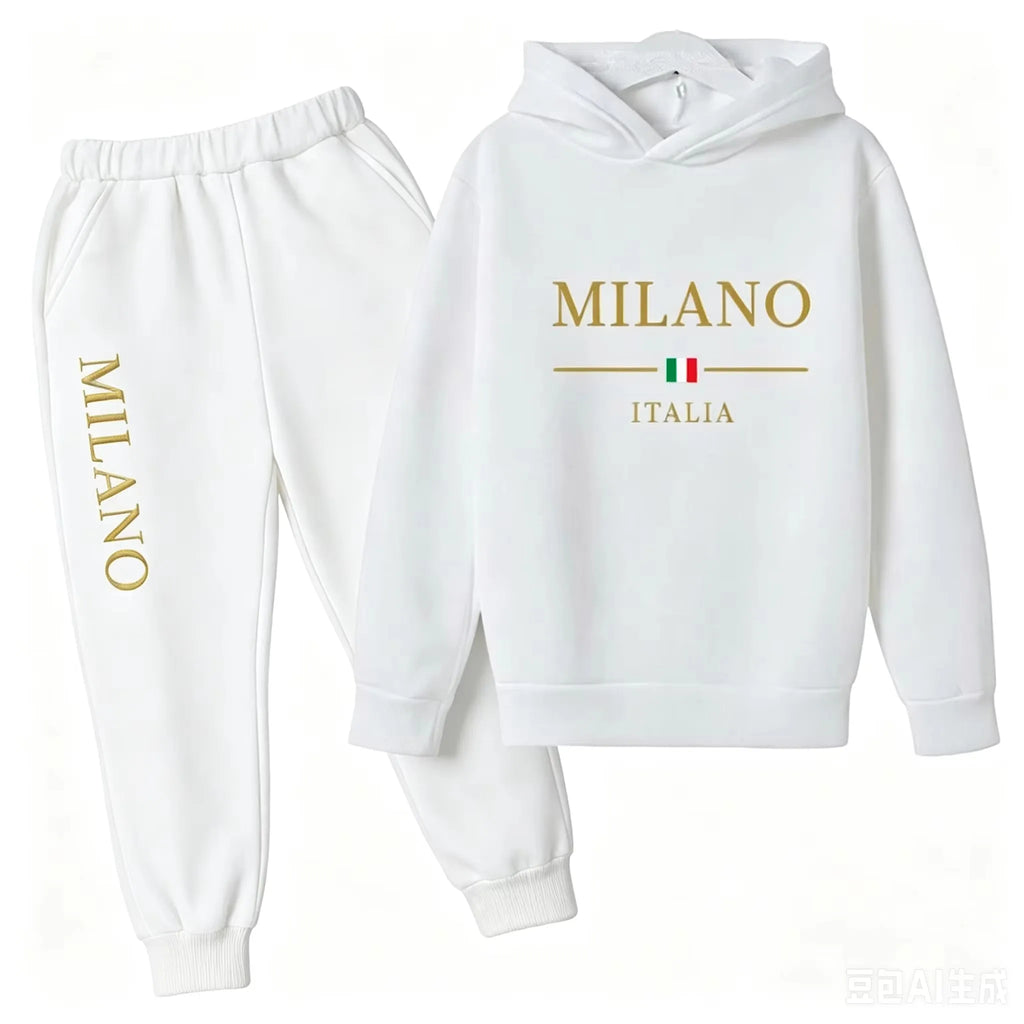 Kids' Letter Printed Hooded Jacket Pants Two-Piece Set