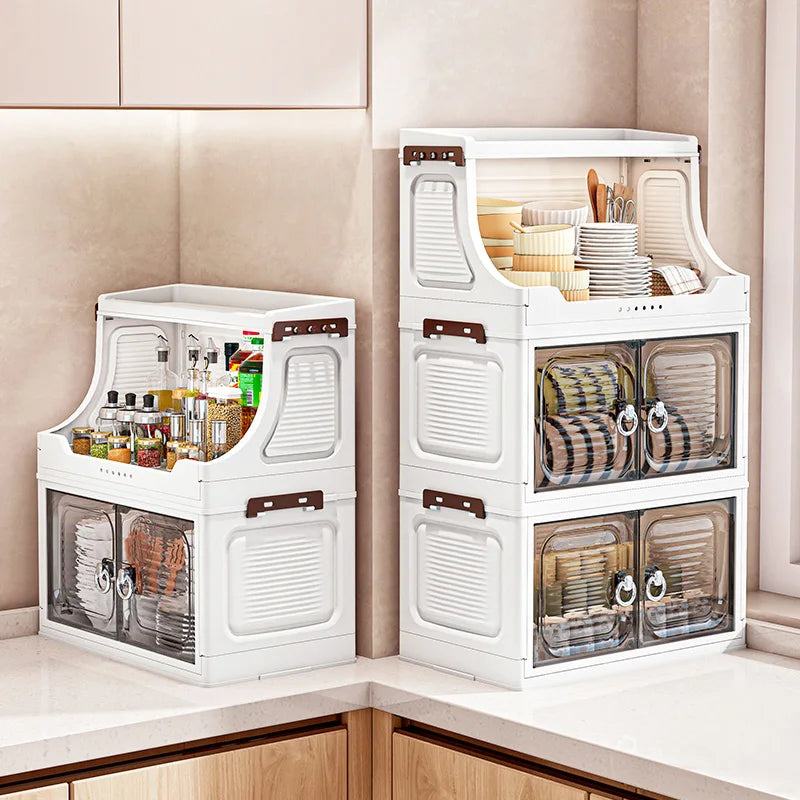 14.6in Foldable PP Plastic Storage Cabinet and Rolling Organizer