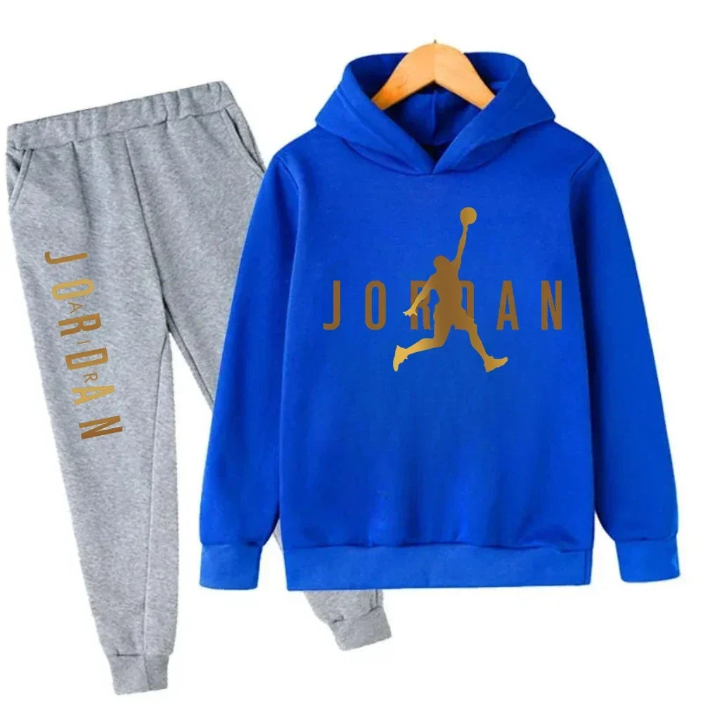 Kids' Slam Dunk Pattern Hoodie Pants Two-Piece Set
