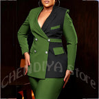 Women's Classic Tailored Blazer and Trousers Suit Set