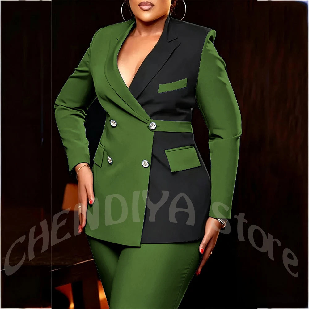 Women's Classic Tailored Blazer and Trousers Suit Set