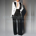 Women's Double Breasted Peak Lapel Slim Fit Pants Suit