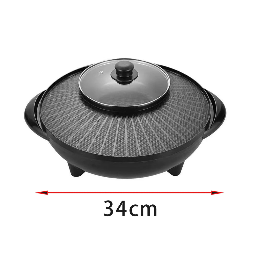 Portable Round Non-Stick Electric Grill and Hot Pot Cookware