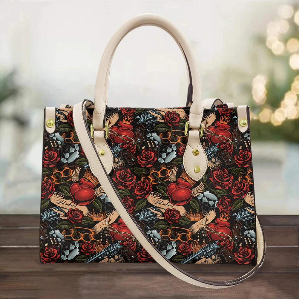Women's Skull Pattern Faux Leather Shoulder Tote Bag