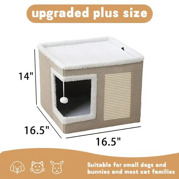 Foldable Indoor Cat House and Cave Condo Pet Bed