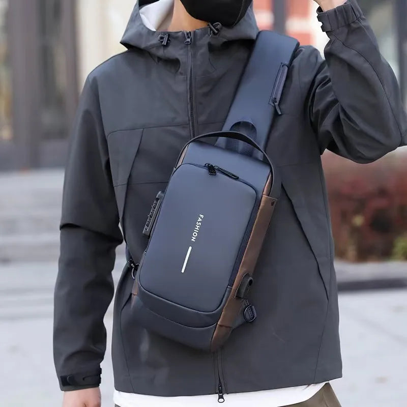 Unisex Anti-Theft Waterproof USB Charging Crossbody Chest Sling Backpack