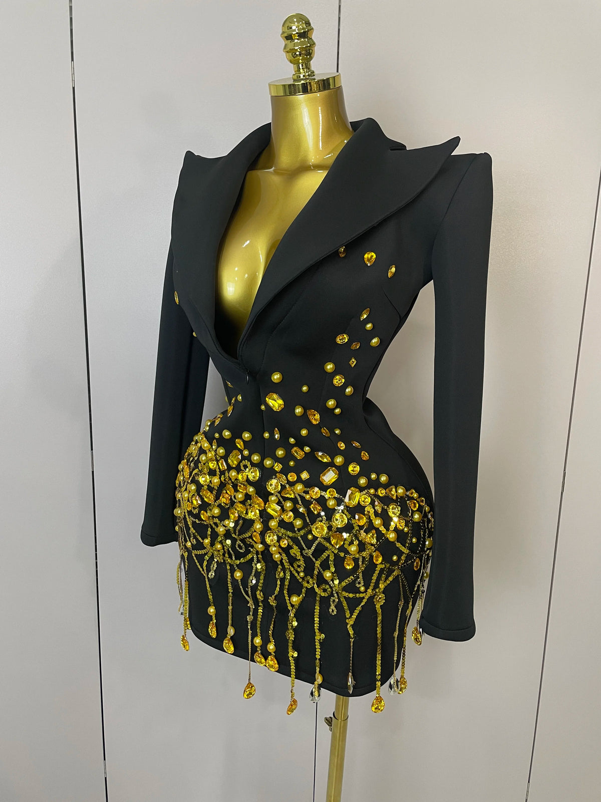 Women's Sexy Sparkly Crystal Pearls Mini Dress