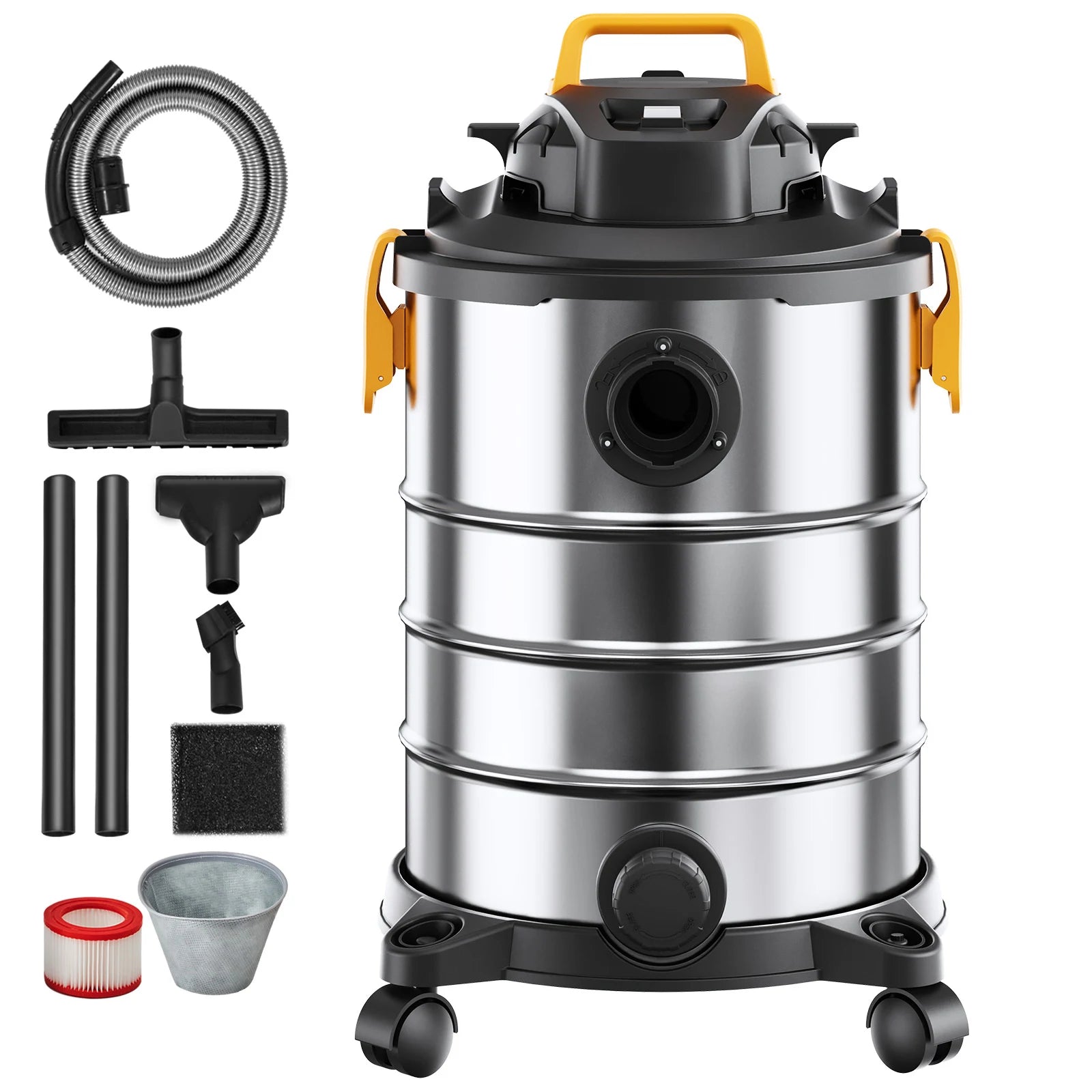 Stainless Steel Wet and Dry Shop Vacuum Cleaner with Suction 1200W