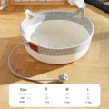 Handwoven Rattan Round Cat Bed Cooling Summer Basket with Cushion