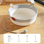 Handwoven Rattan Round Cat Bed Cooling Summer Basket with Cushion