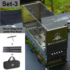 Folding Camping Bonfire Stove with Glass Viewing Window
