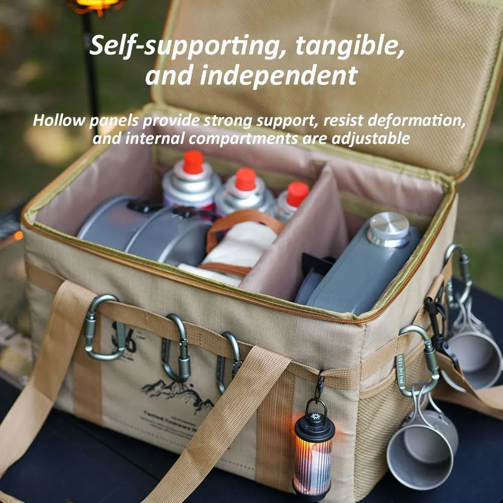 Waterproof Tactical Picnic Bag with Tabletop and 9.5-Gallon Capacity