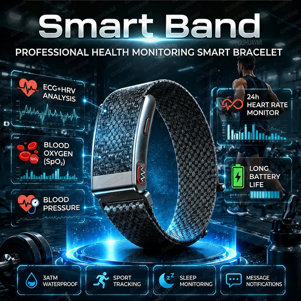 Screenless Fitness Tracker Health Smart Band and ECG Activity Monitor