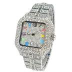 DITALING Men's Hip Hop Square Quartz Watch Stainless Steel 1.7in