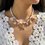 Women's Fashion Bohemian Shell Starfish Imitation Pearl Choker Necklace