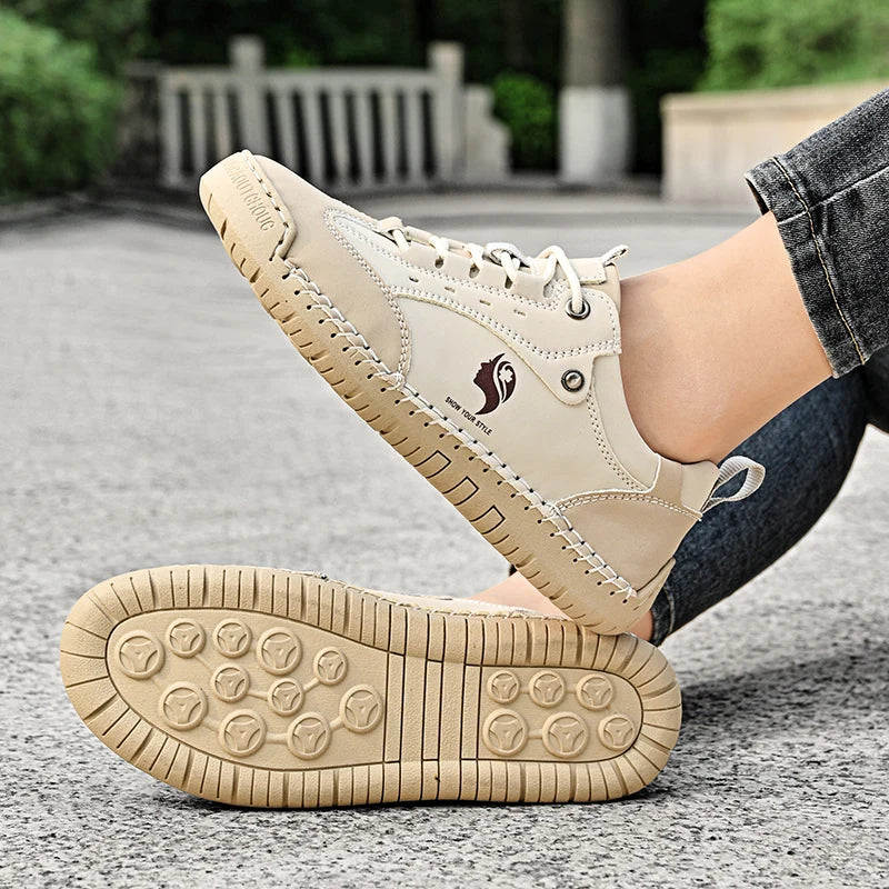 Women's Handmade Leather Casual Shoes British Style Retro Sneakers