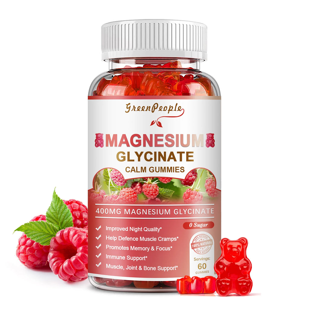 Magnesium Glycinate Gummies with Vitamin D, B6, CoQ10 Raspberry 60ct