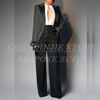 Women's Double Breasted Peak Lapel Slim Fit Pants Suit