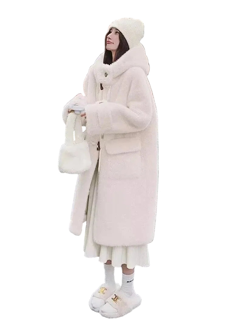 Women's Thick Warm Hooded Faux Fur Coat