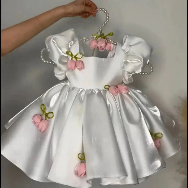 Girls' Tulip Flower Strap Princess Tutu Dress