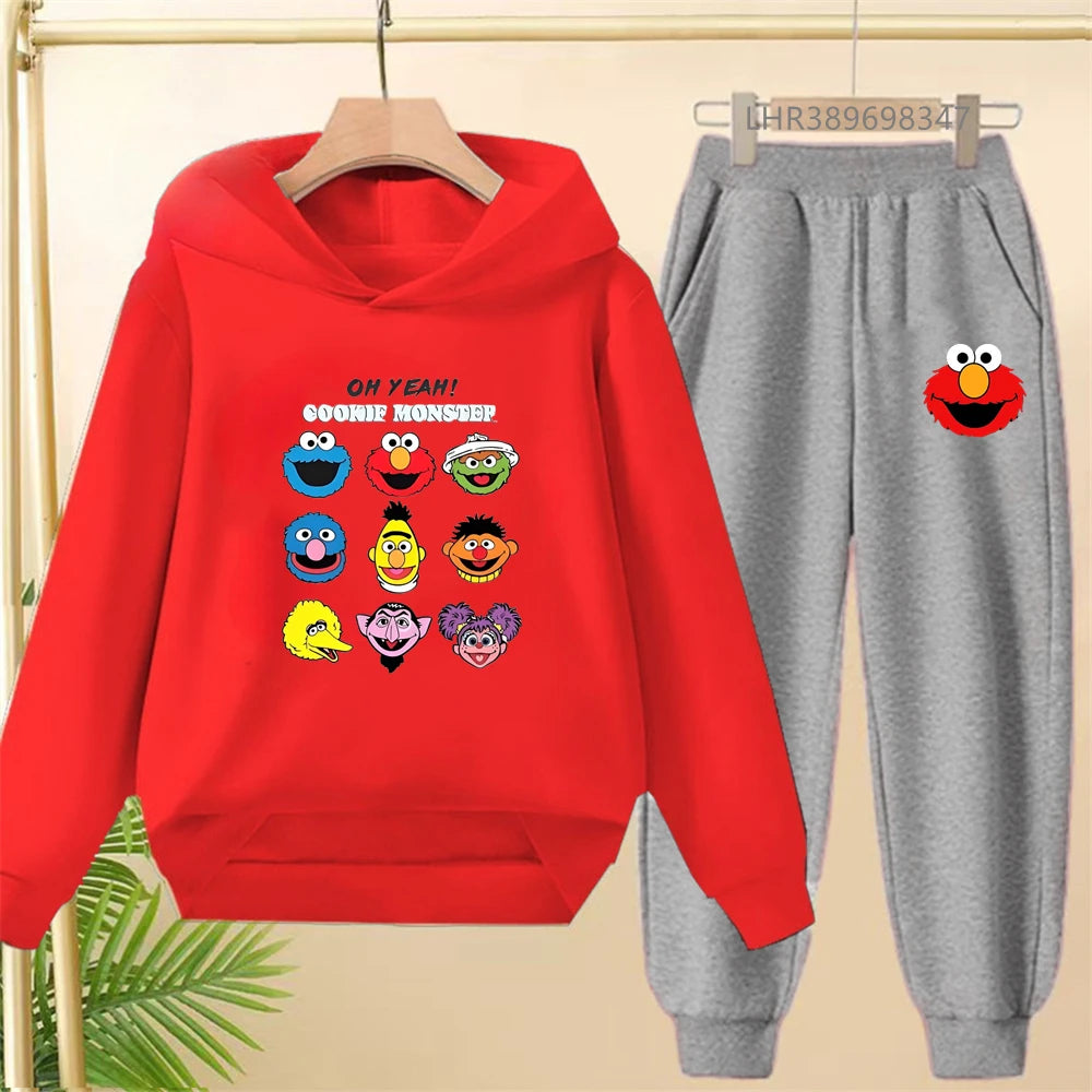 Kids' Printed Hooded Sweatshirt Pants Two-Piece Set