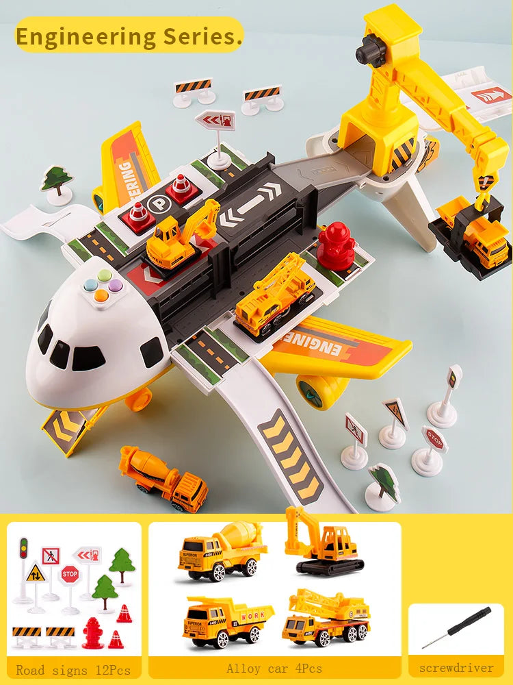 Kids' Airplane Track Toy Set with Lights and Sound