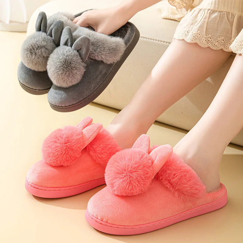 Women's Plush Winter House Slippers Fuzzy Fur Lined Slides