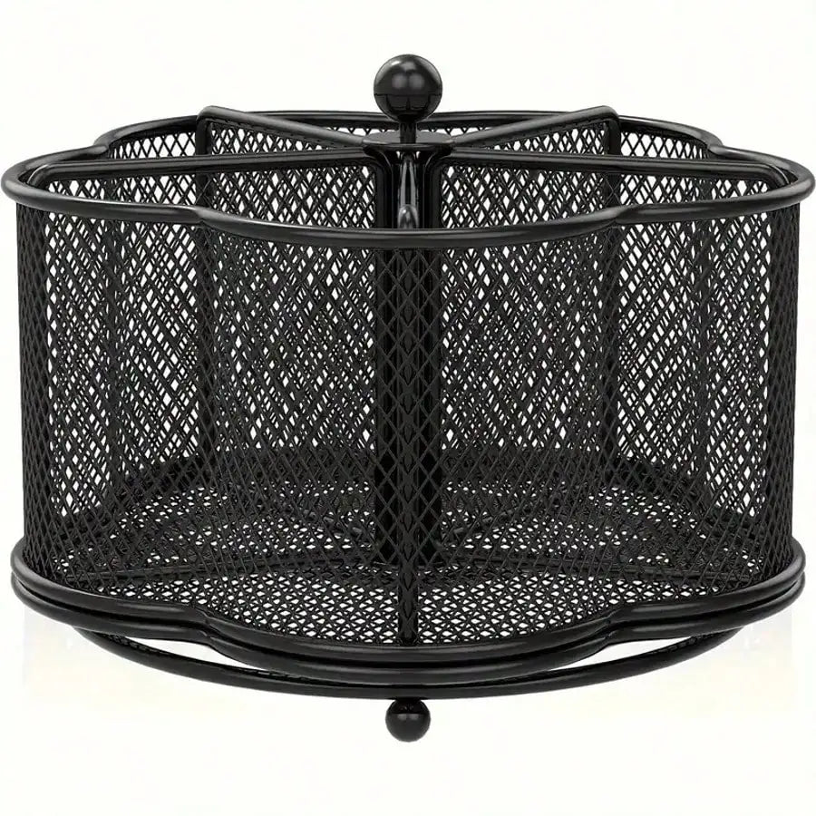 Rotating Metal Utensil Holder and Mesh Flatware Organizer