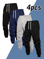 Men's Casual Solid Color Ankle Tied Jogging Pants Set