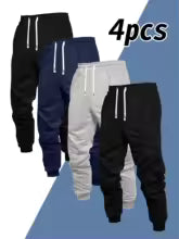 Men's Casual Solid Color Ankle Tied Jogging Pants Set