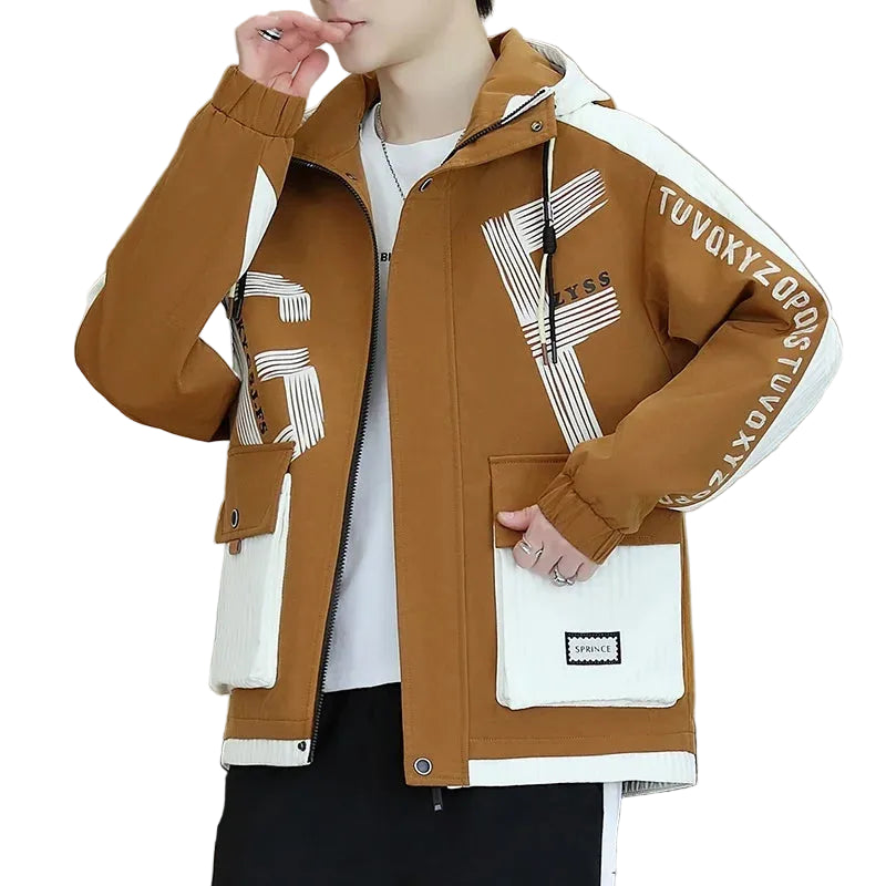 Men's Casual Hooded Windbreaker Cargo Jacket