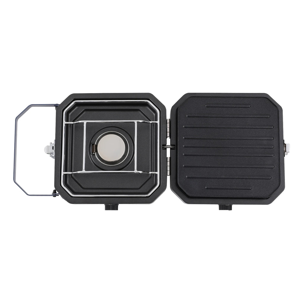 Folding 2-Burner Camping Gas Stove with Non-Stick Grill Pan