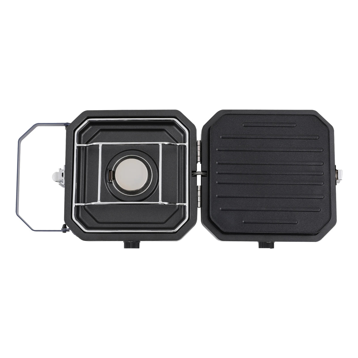 Folding 2-Burner Camping Gas Stove with Non-Stick Grill Pan