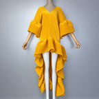 Women's Pleated Solid Kaftan Maxi Dress