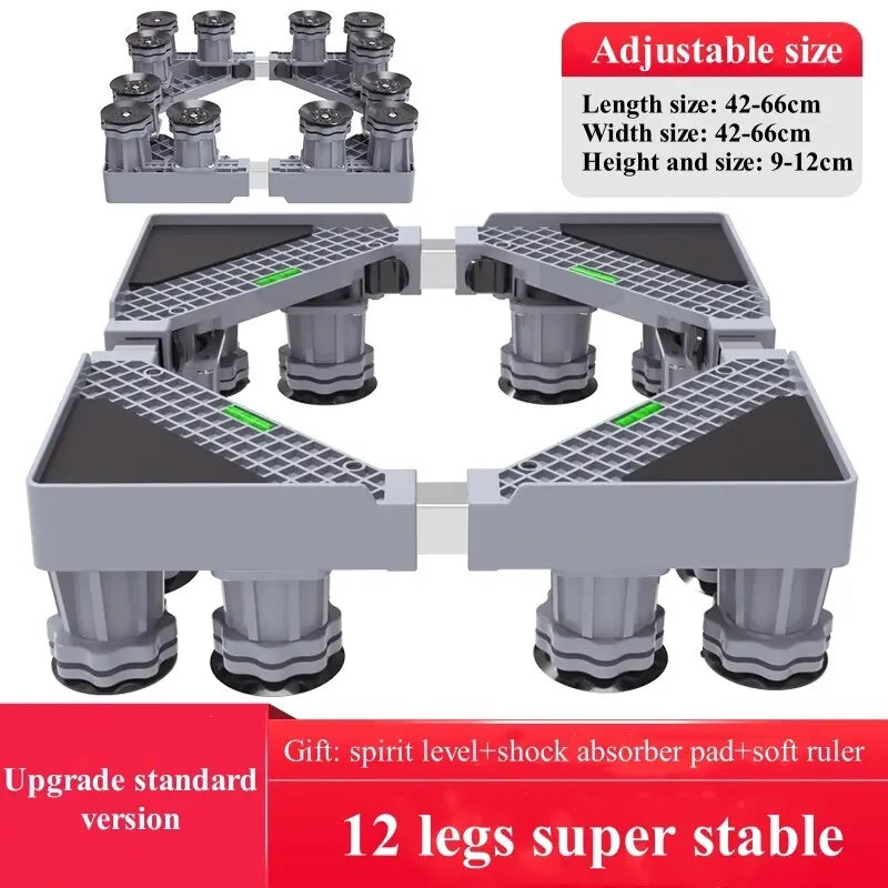 Adjustable Washing Machine Stand with Multi-Functional Fridge Base