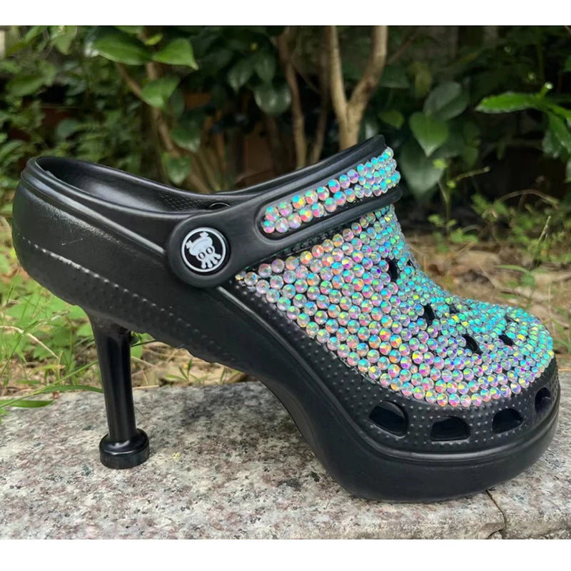 Women's Snake Shaped Rhinestone Pointed Toe High Heel Sandals