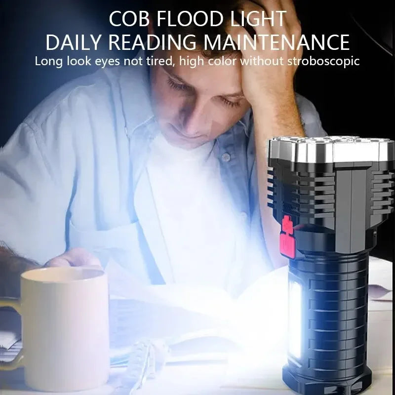 Rechargeable LED Flashlight with Side Light and 3 Lighting Modes