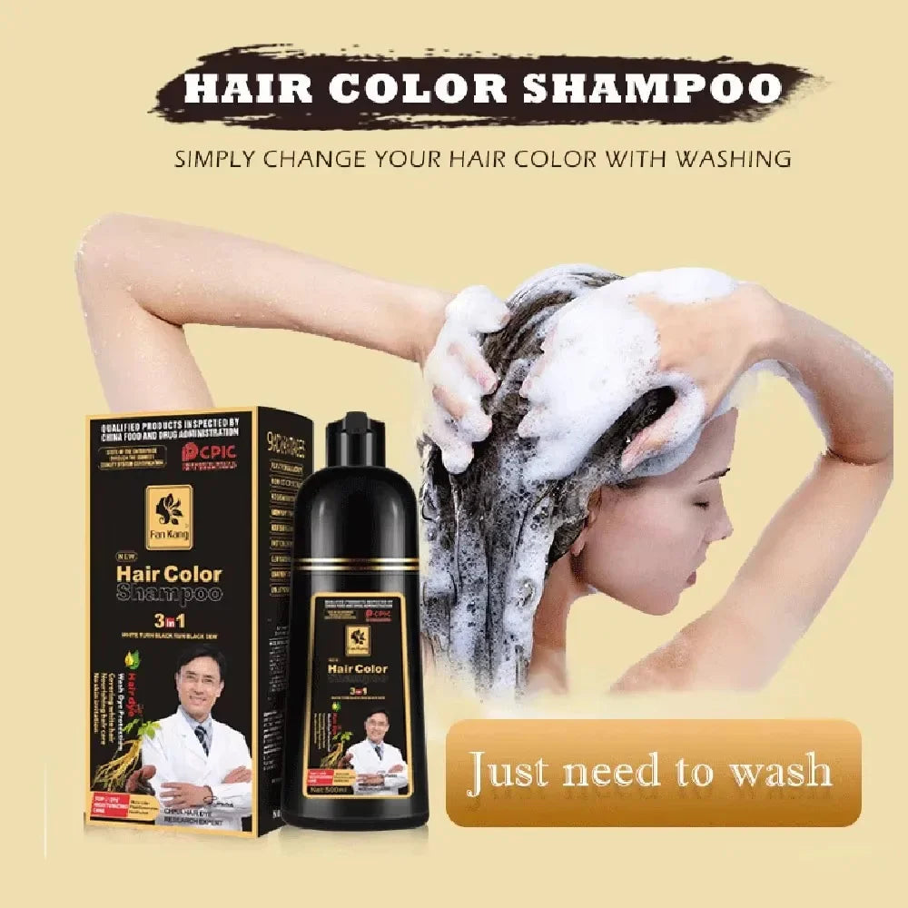 3-in-1 Herbal Hair Color Shampoo for Gray Hair Care 20240226