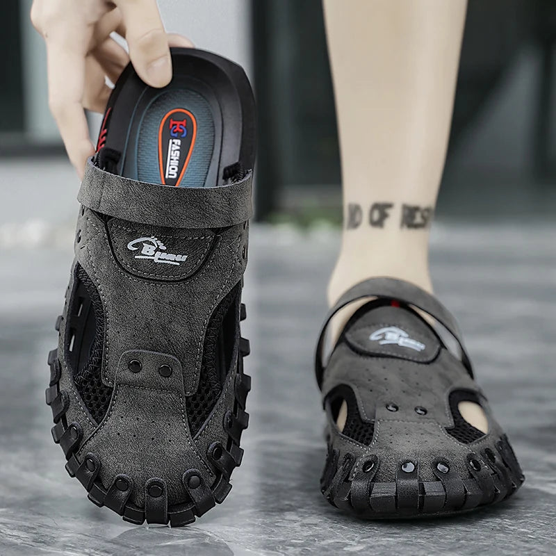 Men's Breathable Cover Toe Beach Sandals Lightweight Non-Slip Summer Slippers