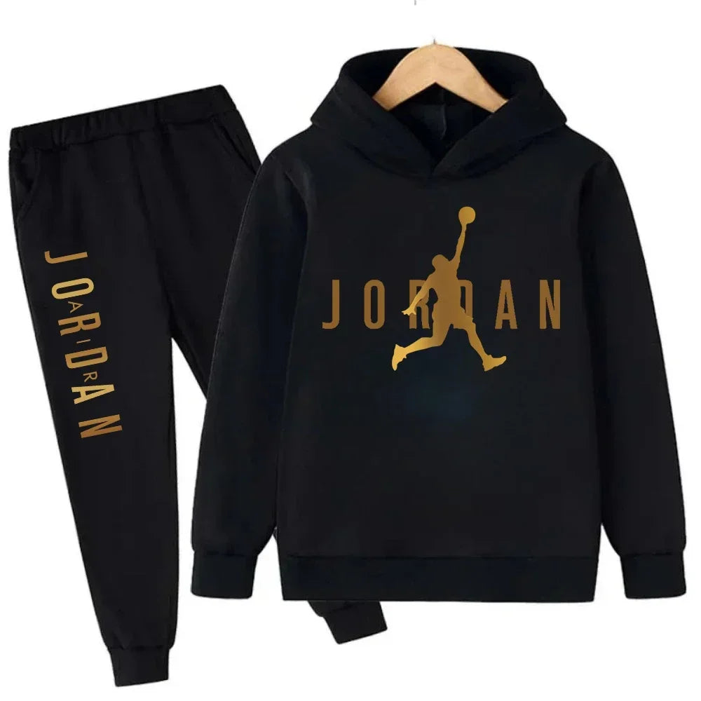 Kids' Slam Dunk Pattern Hoodie Pants Two-Piece Set