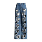 Women's Denim Sleeveless Vest and Hollow-Out Pants Set