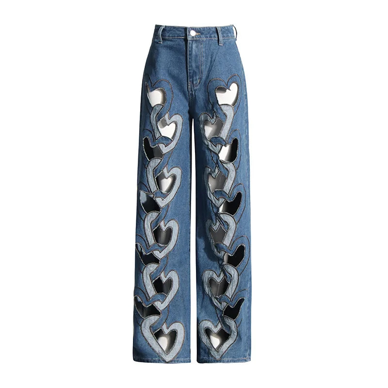 Women's Denim Sleeveless Vest and Hollow-Out Pants Set