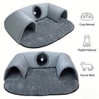 2-in-1 Cat Tunnel Bed with Soft Plush Cushion